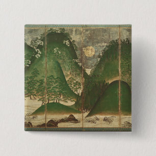 Spring Landscape with Sun 15 Cm Square Badge