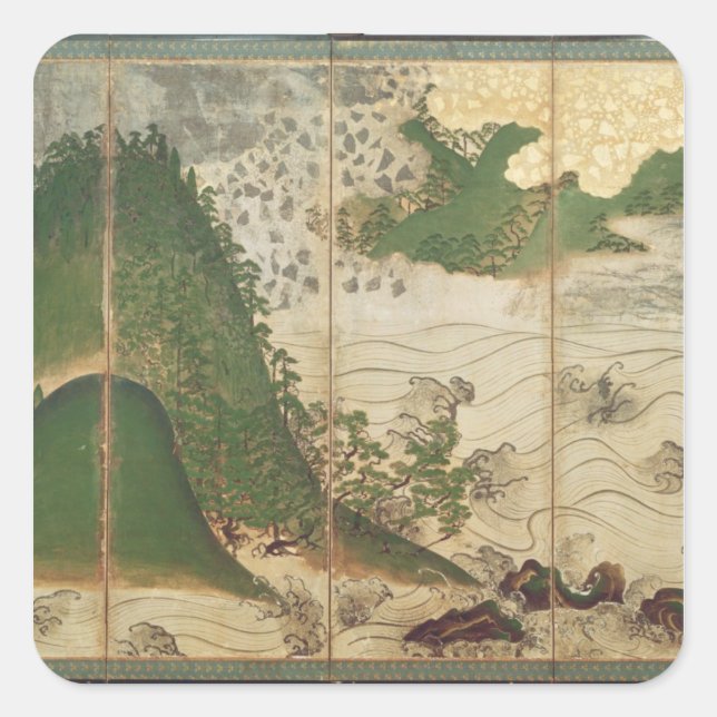 Spring Landscape with Sun Square Sticker (Front)