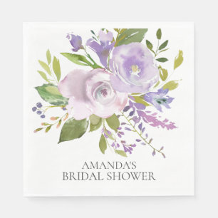 Spring Lavender Floral Shower Paper Napkins
