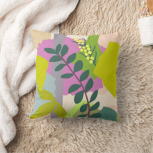 Spring Leaves  Abstract Bold Color Blocks   Cushion