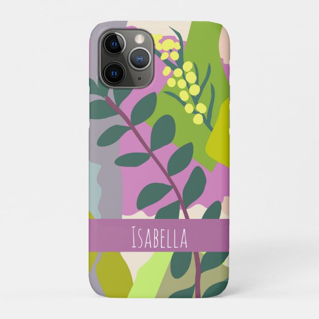 Spring Leaves  Abstract Bold Colours Custom Name  Case-Mate iPhone Case (Back)
