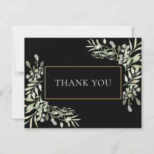 Spring Leaves Black Gold Business Thank You Card