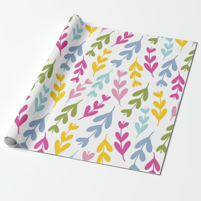 Spring Leaves Gift Wrap (Unrolled)