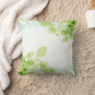 Spring Leaves Modern Watercolor Cushion