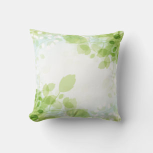 Spring Leaves Modern Watercolor Floral Cushion