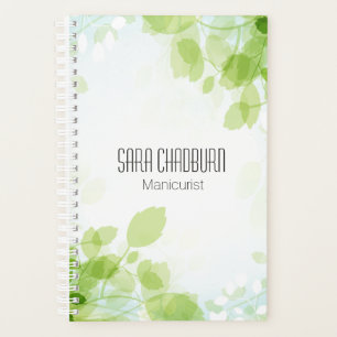 Spring Leaves Watercolor Greenery with Name Planner