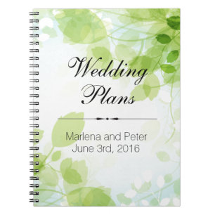Spring Leaves Watercolor Wedding Planner Notebook