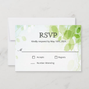 Spring Leaves Watercolor Wedding RSVP
