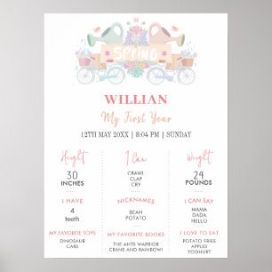 Spring Light Colour 1st Year Birthday Milestone Poster