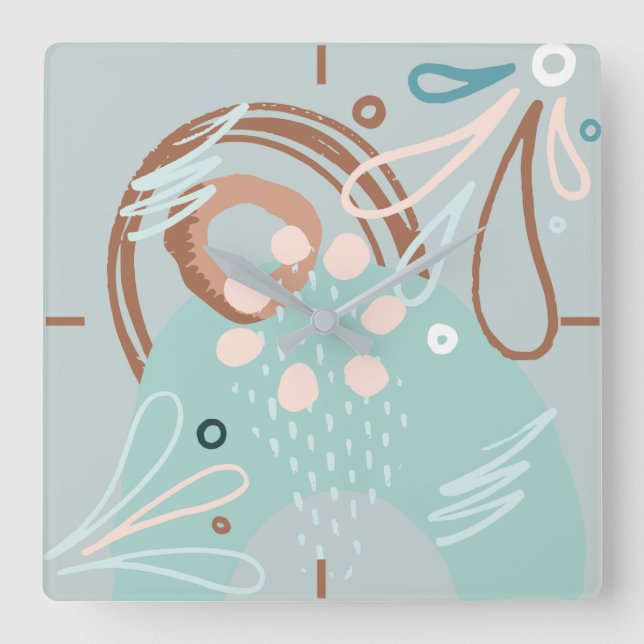 Spring Light Flower Abstract Square Wall Clock (Front)