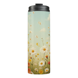 spring-like flowers thermal tumbler