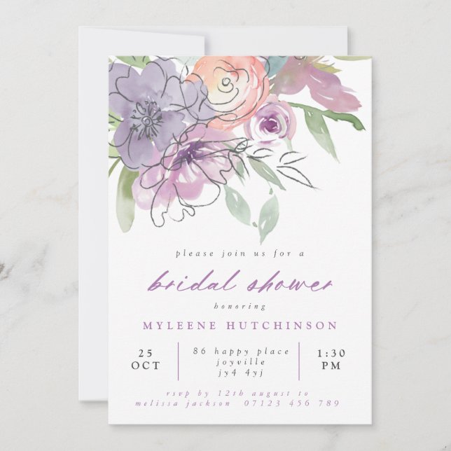 Spring Lilac Floral Bridal Shower Invitation (Front)