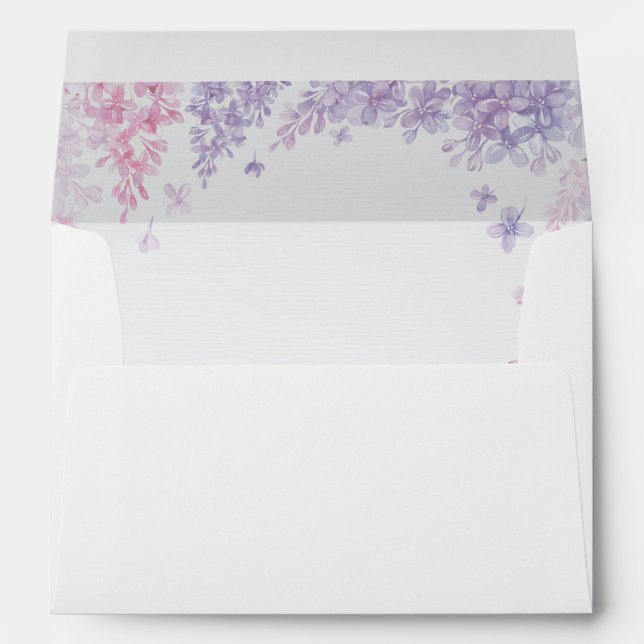 Spring Lilac Flower Blossom-Floral Wedding Envelopes (Back (Bottom))