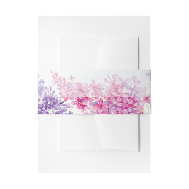 Spring Lilac Flower Blossom-Floral Wedding Invitation Belly Band (Front Example)