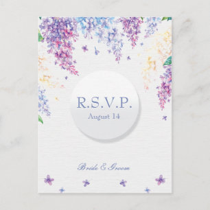 Spring Lilac Flower Blossom-Floral Wedding RSVP Invitation Postcard