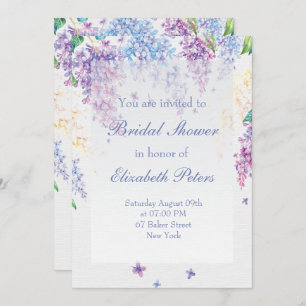 Spring Lilac Flower-Floral Wedding Bridal Shower Invitation