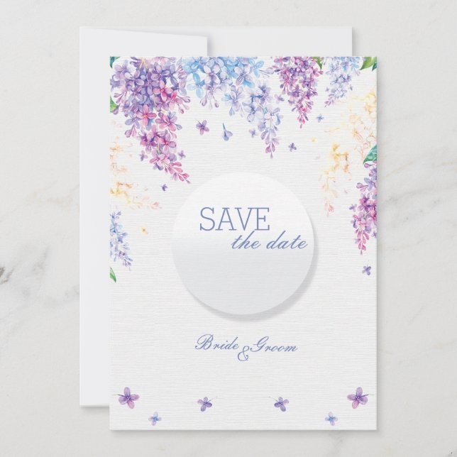 Spring Lilac Flower Floral Wedding SAVE the Date (Front)