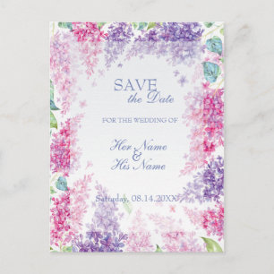 Spring Lilac Flower Floral Wedding SAVE the Date Announcement Postcard
