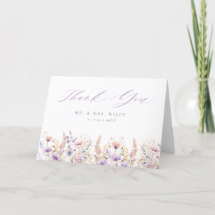 Spring Lilac Wildflowers Wedding Thank You Card