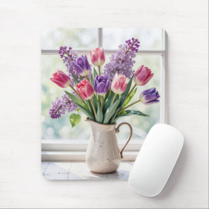 Spring Lilacs and Tulip Bouquet Mouse Pad