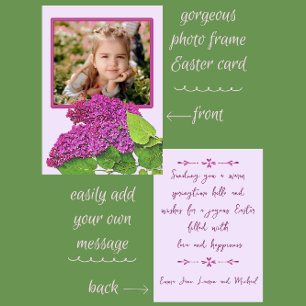 Spring Lilacs Photo Frame Happy Easter Holiday Card