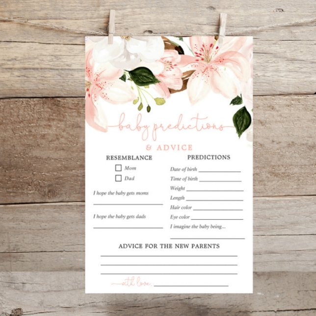 Spring lilies pink Baby predictions advice card (Creator Uploaded)