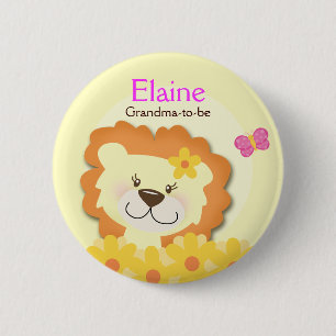 Spring Lion (Yellow) NAME TAG Custom Button
