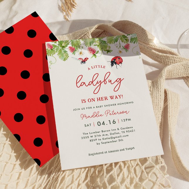 Spring Little Ladybug Girl Baby Shower Invitation (Creator Uploaded)