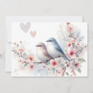 Spring Love Birds Cherry Blossom Floral Announcement
