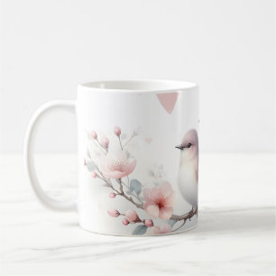 Spring Love Birds Cherry Blossom Floral Coffee Mug