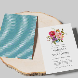 Spring Lush  Bouquet Wedding  Rehearsal Dinner Invitation