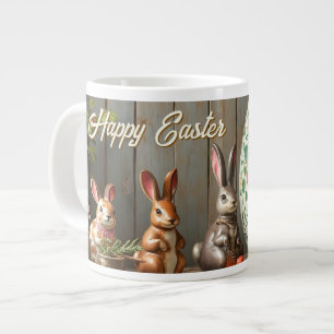 Spring Magic with Blossoms and Bunny Happiness Large Coffee Mug