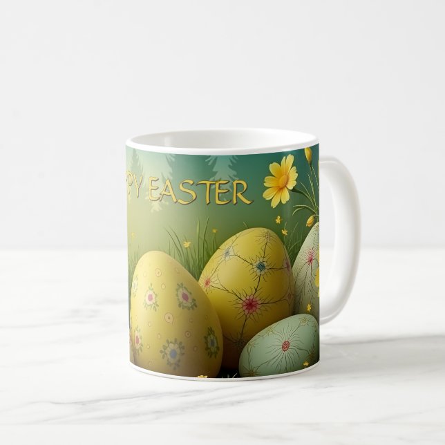 Spring Magic with Easter Eggs in a Sea of Flowers Coffee Mug (Front Right)