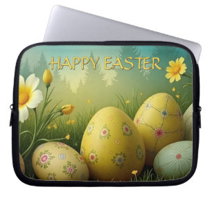 Spring Magic with Easter Eggs in a Sea of Flowers Laptop Sleeve