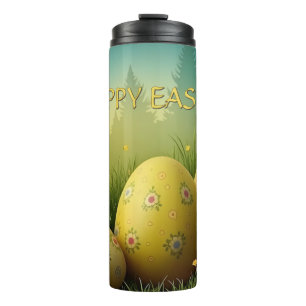 Spring Magic with Easter Eggs in a Sea of Flowers Thermal Tumbler