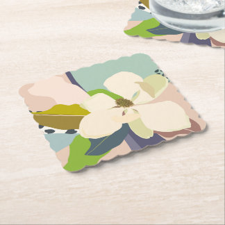 Spring Magnolia Color Blocks Florist  Paper Coaster