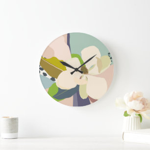 Spring Magnolia Colour Blocks Florist  Large Clock
