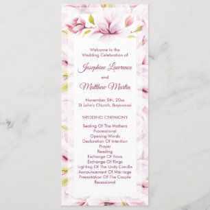 Spring Magnolias Floral Wedding Ceremony Program