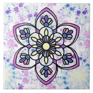 Spring Mandala B Ceramic Tile