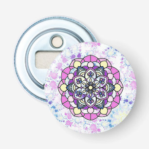 Spring Mandala Button Bottle Opener
