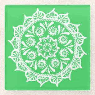 Spring Mandala Glass Coaster