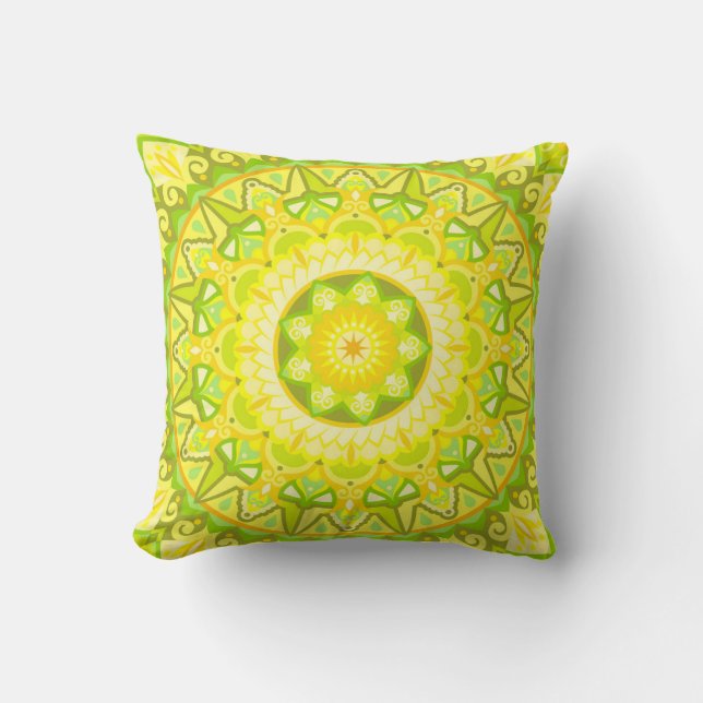 Spring Mandala Throw Pillow (Front)