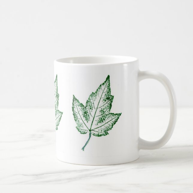 Spring maple leaf repeated three times in design  coffee mug (Right)