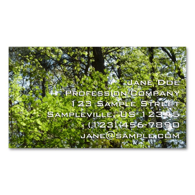 Spring Maple Leaves Nature Magnetic Business Card (Front)