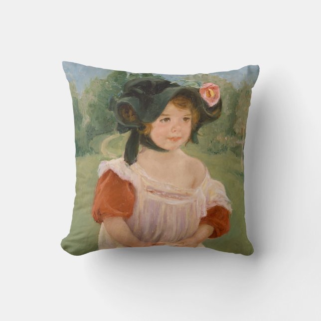 Spring: Margot Standing in a Garden | 1900 Cushion (Front)