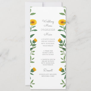 Spring Marigold Floral Wedding Menu