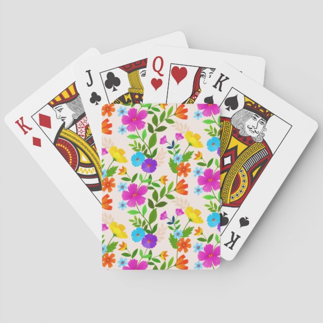 Spring Meadow Blooming Wildflowers Garden  Playing Cards (Back)