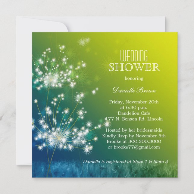 Spring Meadow Dandelions Bridal Shower Invitation (Front)