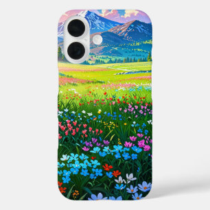 Spring Meadow & Mountains – Anime Landscape iPhone 16 Case