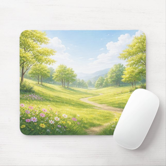 Spring Meadow Nature Mouse Pad (With Mouse)